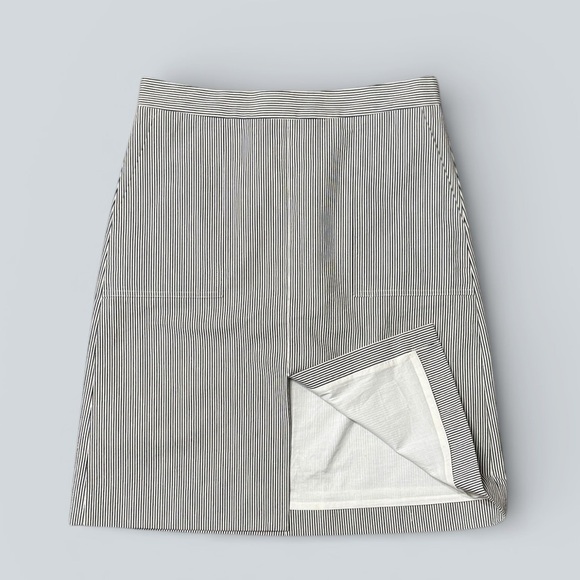 J.Crew Black & White Striped Seersucker A-Line Skirt with Pockets - Picture 3 of 9